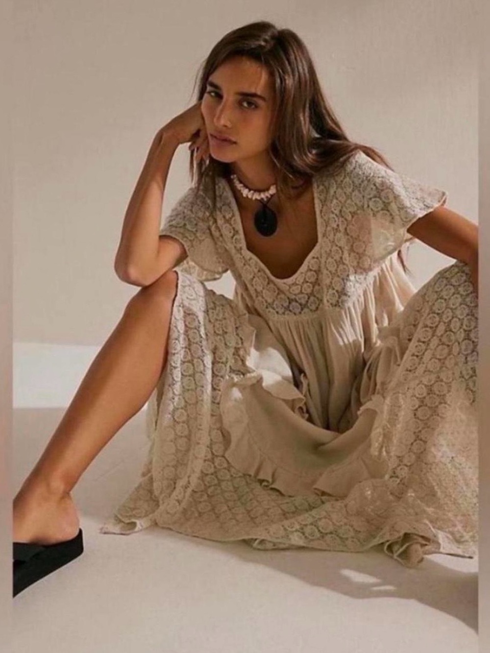 Free People Bring The Romance Midi Dress Size Small - Picture 4 of 9